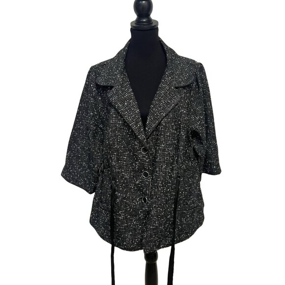 Torrid 3/4 Sleeves Lurex Tweed Blazer Front Button Jacket Adjustable Waist 3X - Picture 3 of 12
